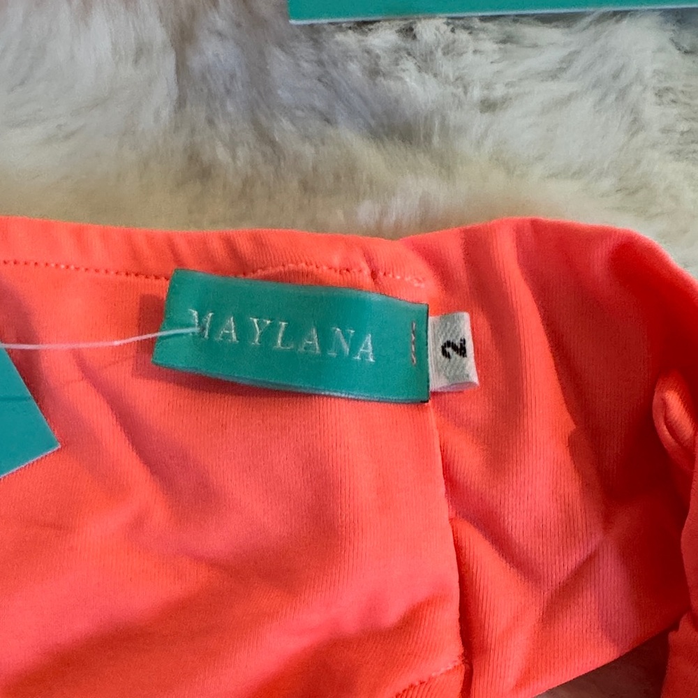 Kids Ruffled Coral Bikini Set - Picture 3 of 4